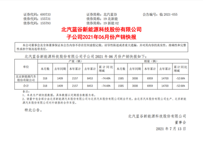 北汽藍谷上半年銷量大幅下滑52.66%，計算機軟硬件及輔助設備批發業務或成新增長點